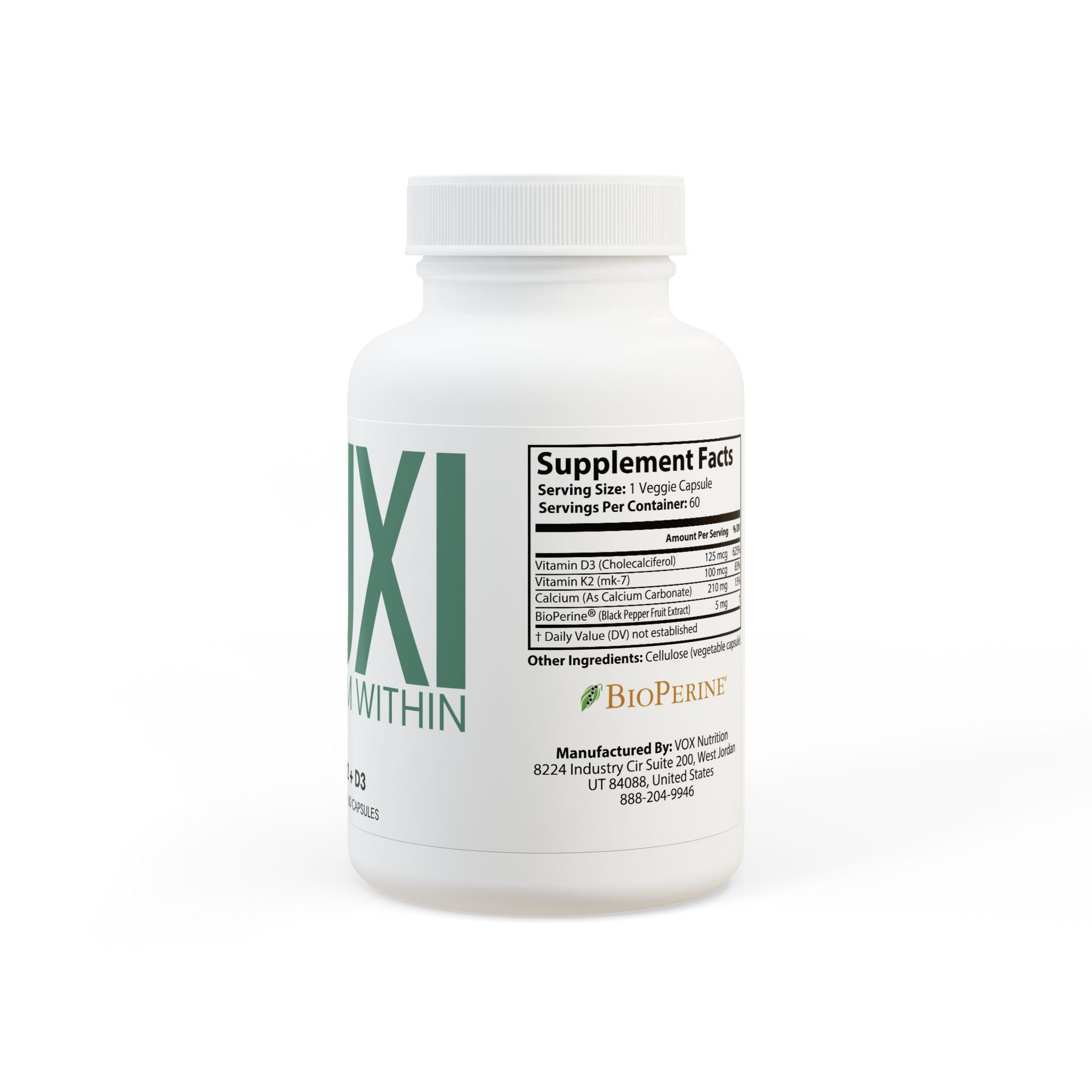 Vitamin K2 + D3 Supplement (60 Capsules)